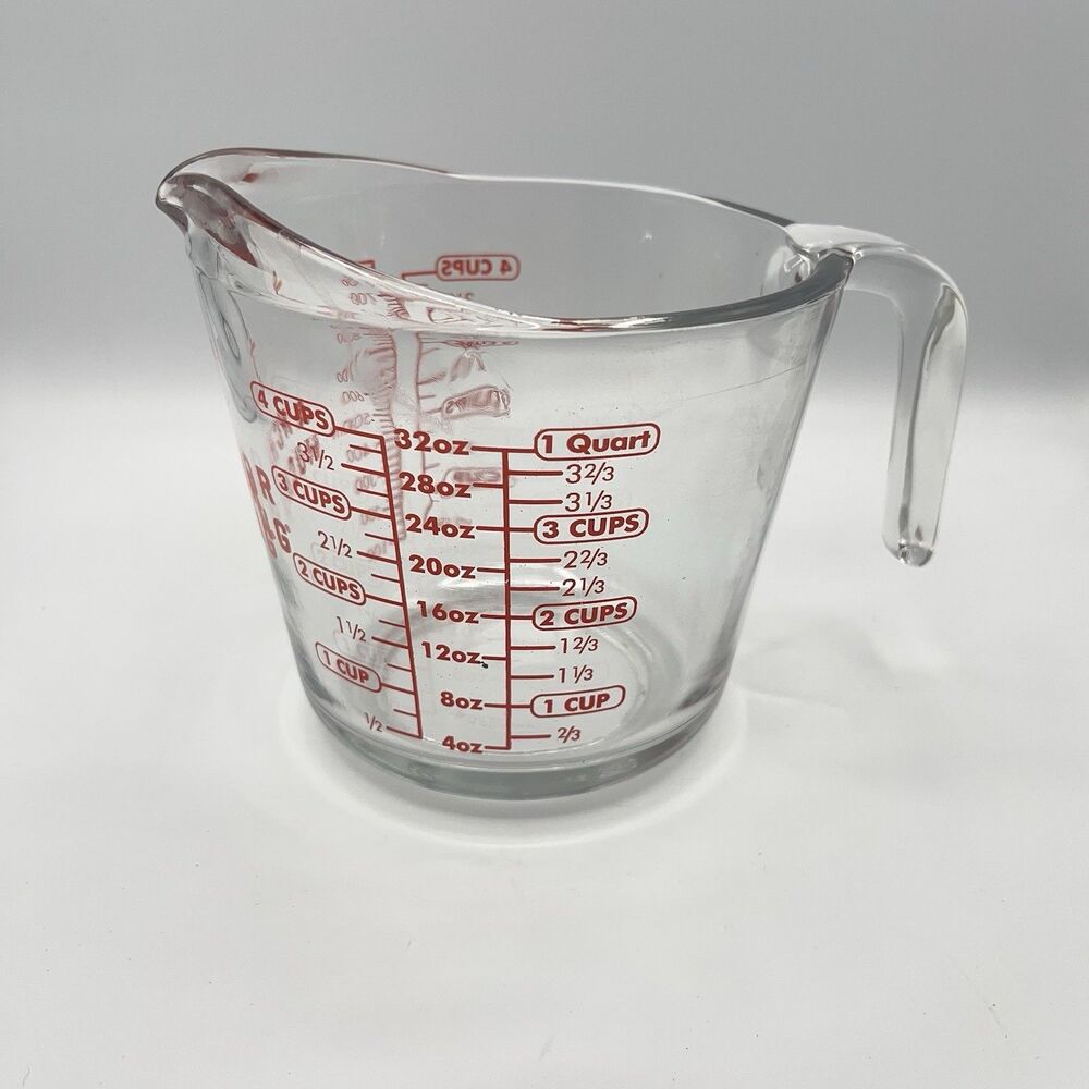 Anchor Hocking 4 Cup Glass Measuring Cup 32oz Red Lettering #8